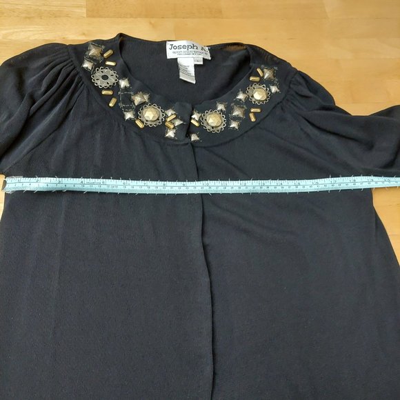 Joseph A. Black Cardigan L/S Metal-Embellished Collar Women's Size Large - Picture 9 of 11